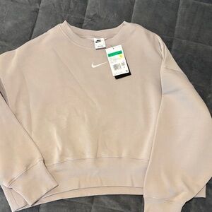 Nike Women's Taupe Crew Neck Oversized Sweat Shirt